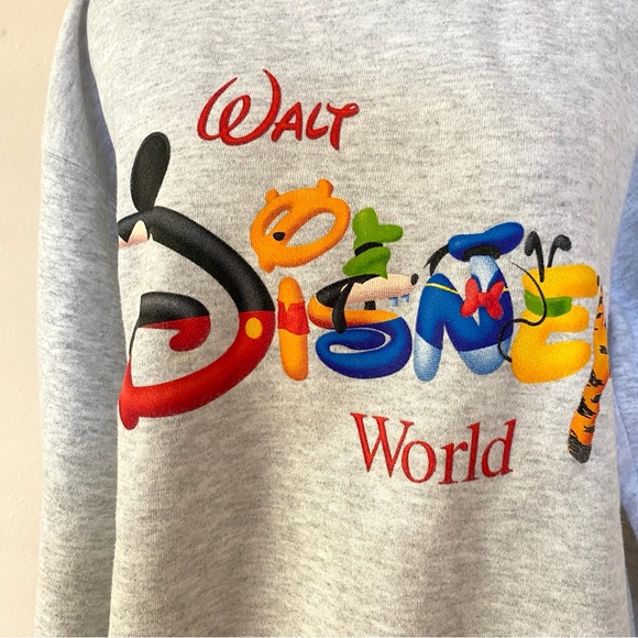 Vintage Disney World Sweatshirt Big Logo Graphic Unisex Small Gray Grey 90’s - Picture 3 of 14